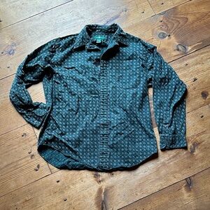 Hunt Club Dark Green Printed Long-Sleeve Button-Down Shirt